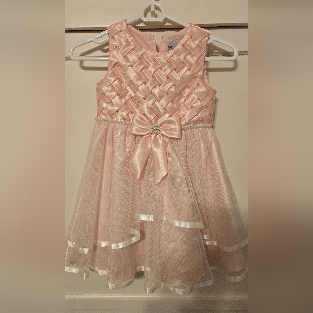 Rare Editions Pink Fit and Flare Dress with Scoop Neck and Sleeveless Design
